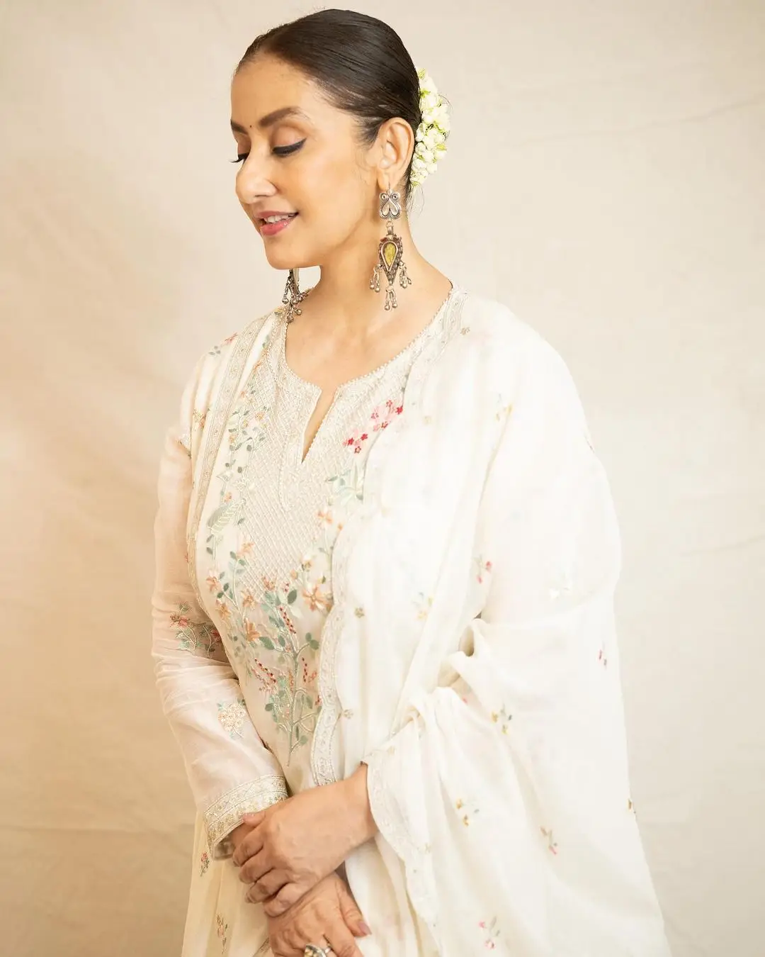 Bollywood Actress Manisha Koirala Stills in White Dress